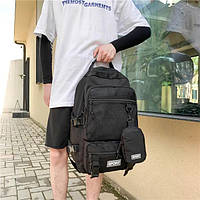Рюкзак школьный черный спортивный городской 46*31 см на молнии с карманом и пеналом Kay