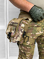 Сумка на пояс и ногу мультикам 5 карманов, поясная тактическая сумка камуфляж, военные поясные сумки кордура