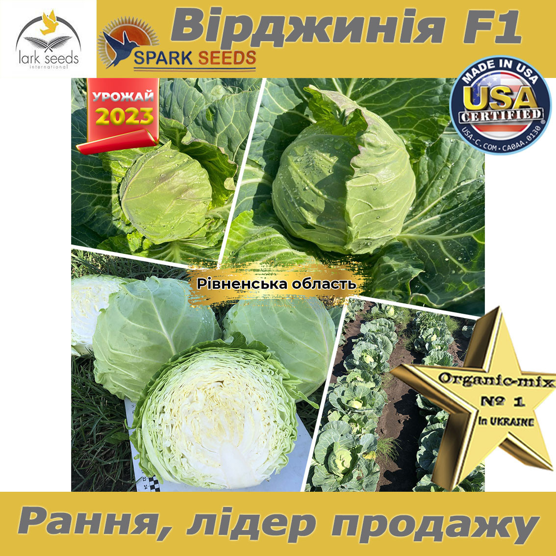 Капуста надрання Вірджинія F1 (Spark seeds, США), проф.пакет 2500 нвсінин