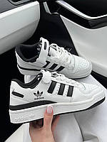 Женские кроссовки Adidas Forum White Black New адидас форум кожа белые с черным