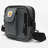 Сумка через плече Carhartt Wip Essentials Bag месенджер Кархарт текстильний чоловіча жіноча бананка сіра, фото 3