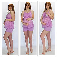 Піжама: майка та шорти для вагітних або годуючих мам "Summer", рібана ажур ТМ "Triko" (розмір L) (Костюми для