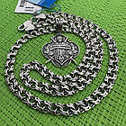 Срібний масивний кулон ЗСУ Слава Україні із ланцюжком плоский бісмарк 925 проба, фото 4