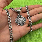 Срібний масивний кулон ЗСУ Слава Україні із ланцюжком плоский бісмарк 925 проба, фото 2