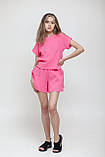 Мусліновий комплект футболка спідниця-шорти рожевий колір, фото 4