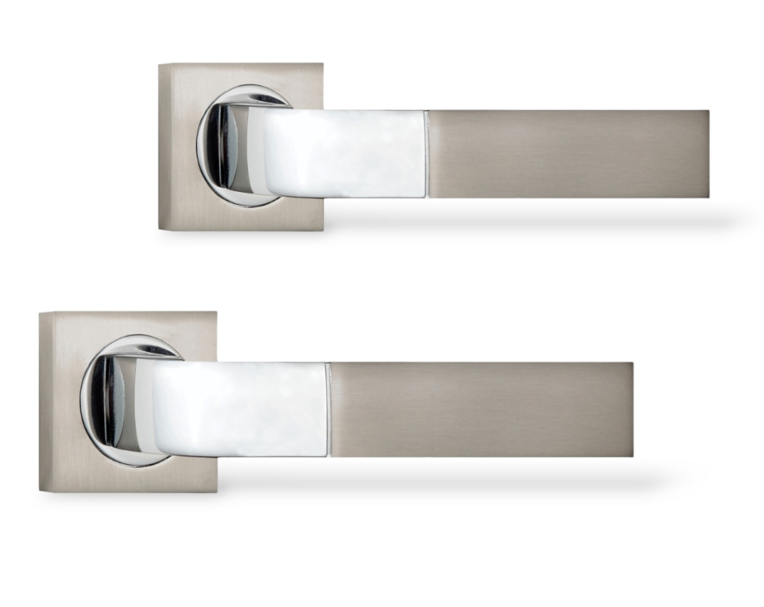 Ручки на міжкімнатні/ вхідні двері SIBA Belek A02 матовий нікель/хром (22 07), фото 1