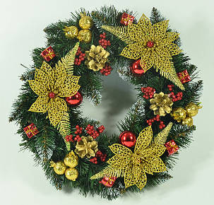 Вінок новорічний великий прикрашений 0423RG, фото 1