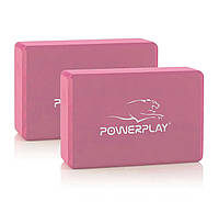 Блок для йоги 2 шт. (пара) PowerPlay Yoga Brick EVA Розовые