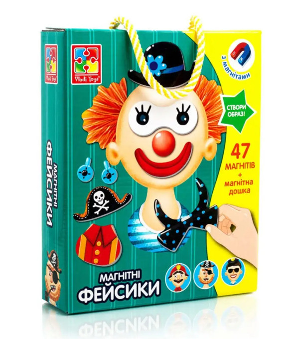 Дитяча настільна гра "Фейсики" Vladi Toys на магнітах, 47 магнітів (VT3702-15)