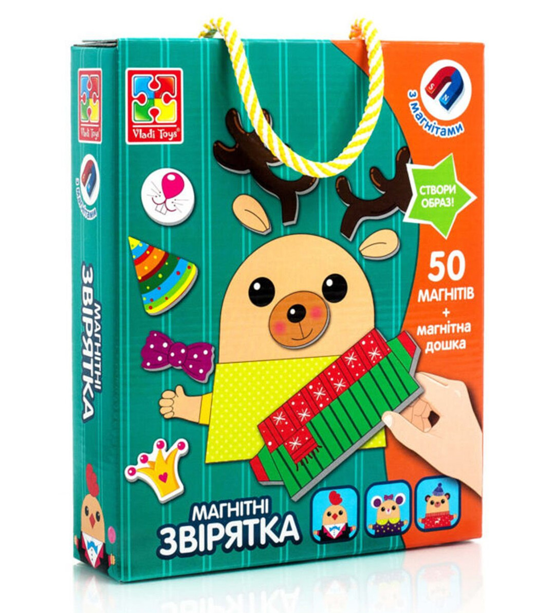 Магнітна гра "Звірятка" Vladi Toys, 50 магнітів (VT3702-16)
