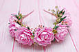 Обруч для волосся / ободок для волосся великими трояндами рожевий 717, фото 5