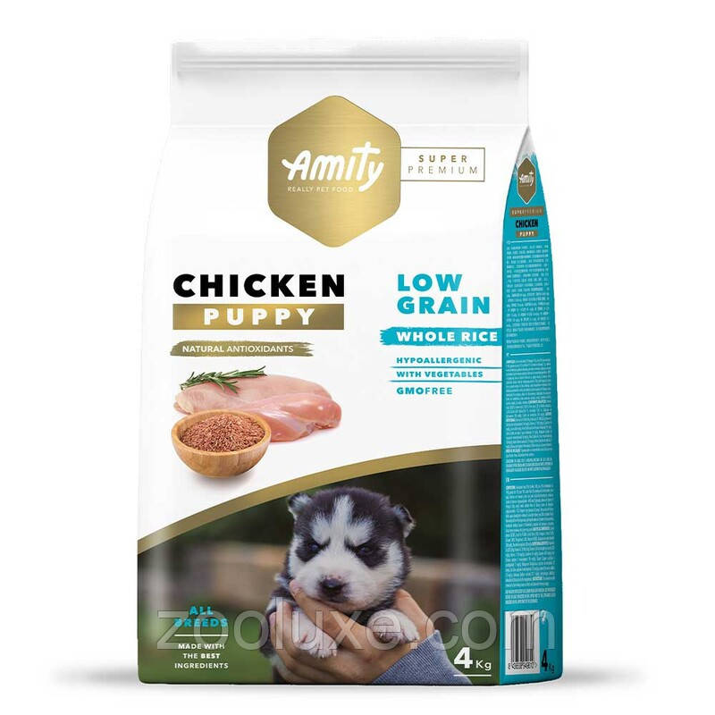 Amity Super Premium Puppy Low Grain All Breeds Chicken & Rice 14 кг корм для цуценят Аміті Супер Преміум