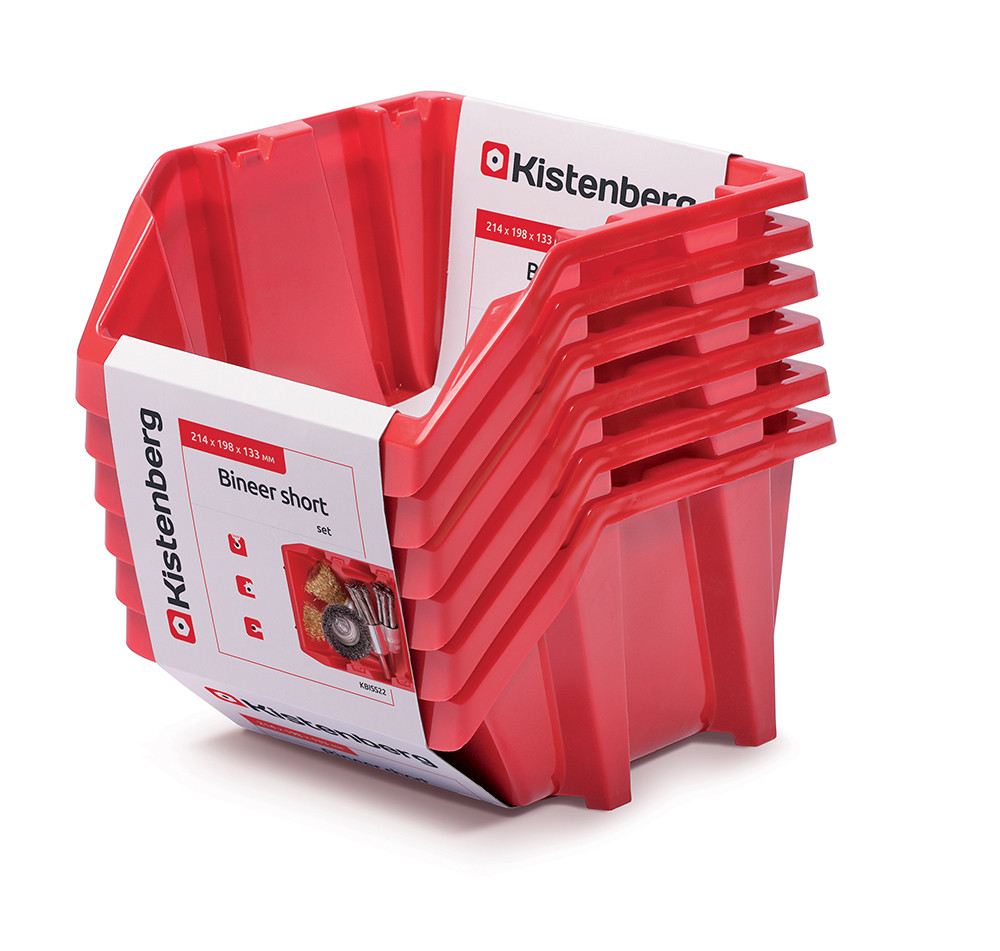 Набір контейнерів Kistenberg Bineer Short 214 x 198 x 133, червоний, 6 штук.