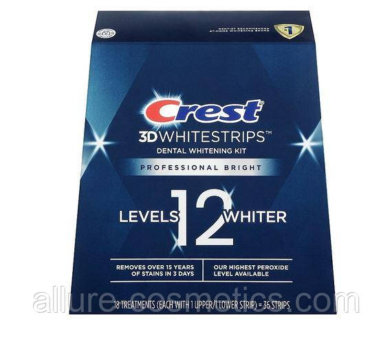 Відбілюючі смужки для зубів Crest 3D Whitestrips Professional Bright Whitening Kit 18пар (36шт) Level 12