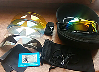 Тактические военные очки (5 линз ) OAKLEY черные (поликарбонат) сменные линзы Армейские очки защитные Куб