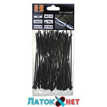Хомут пластиковий UV Black (100шт) 3,6x300мм TS1136300B Bradas