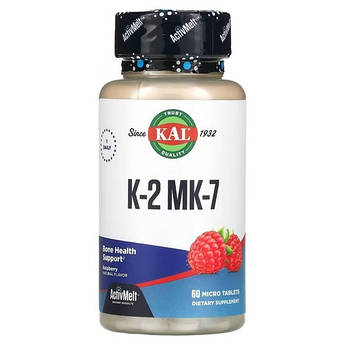 KAL K-2 MK-7 (Raspberry) 100 mcg 60 таблеток, Полуниця