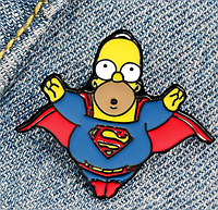 Брошь брошка значок пин Симпсон Гомер металл Simpson супер герой