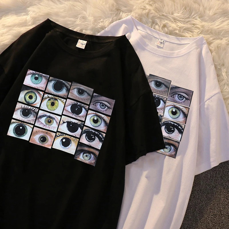 Жіноча стильна оверсайз футболка з принтом Очі людей