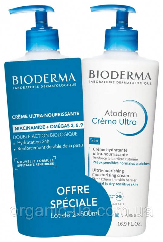 2 шт Крем Bioderma Atoderm Nourishing Ultra-Nourishing Cream Bioderma Atoderm Crème Ultra Crème Hydratante