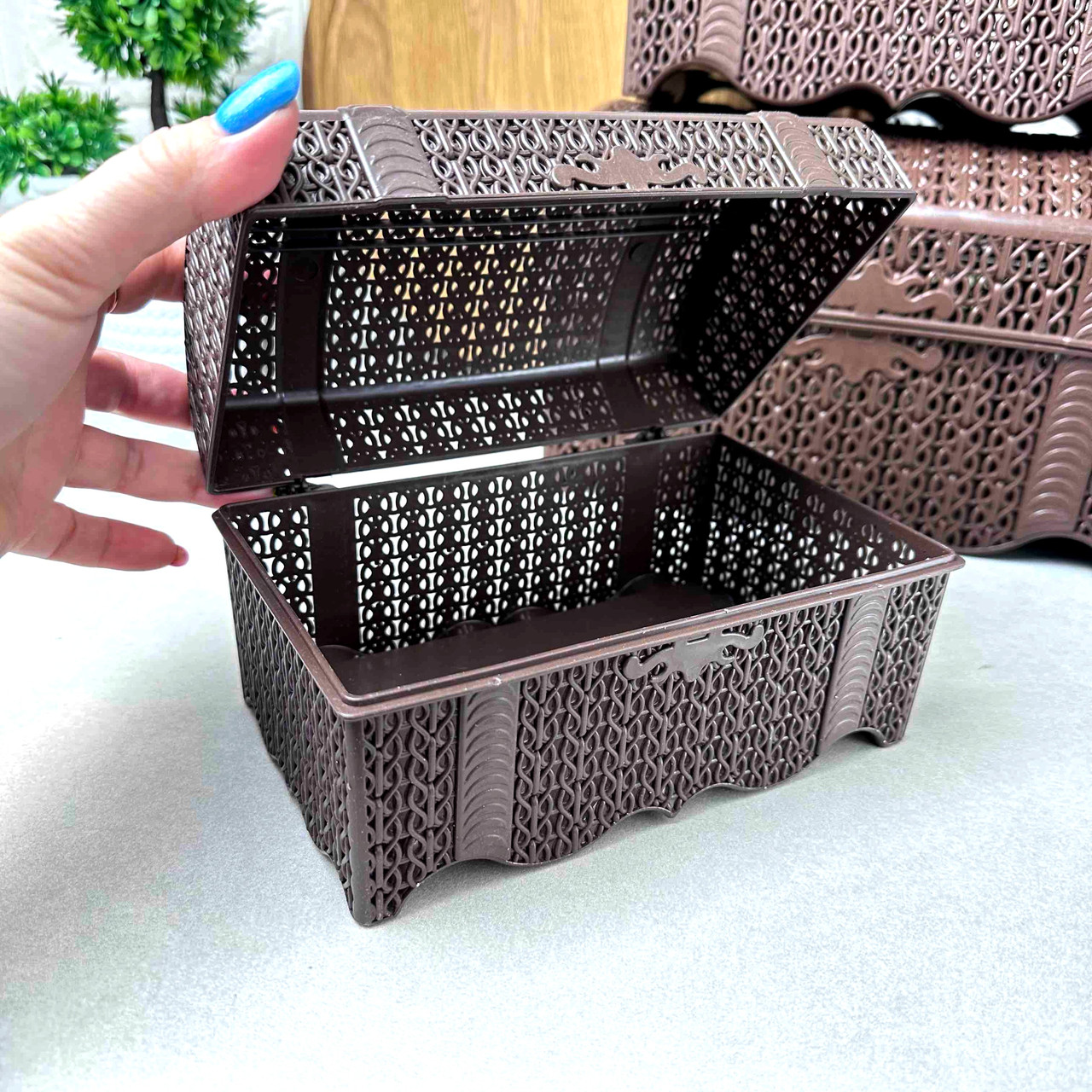 Пластикова скринька В'язка Коричнева Aly-310