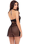 Пеньюар MIDNIGHT HALTER CHEMISE SET BLACK, S/M, фото 3