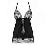 Бебідолл Obsessive Chiccanta babydoll & thong black S/M, фото 6