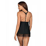 Бебідолл Obsessive Chiccanta babydoll & thong black S/M, фото 7