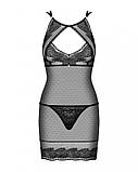 Сорочка мереживна Obsessive Allastia chemise & thong black S/M, фото 6