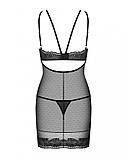 Сорочка мереживна Obsessive Allastia chemise & thong black S/M, фото 7