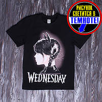 Футболка для девочки " Wednesday " (Код: 2858) Черный, 128-134см