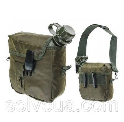 Фляга Армійська з чохлом та ременем mil-tec US 1.9 Л OLIVE (14510001).solve, фото 1