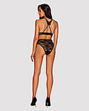 Комплект ажурний Obsessive Kokietta set Black S/M, фото 4
