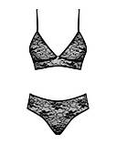 Комплект ажурний Obsessive Kokietta set Black S/M, фото 8