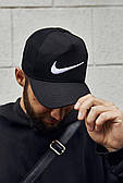 Кепка Nike чорна із сіткою біле лого, чорний трекер найк із сіткою
