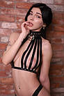 Бюстгальтер з нашийником One Size L-28, натуральна шкіра, чорний