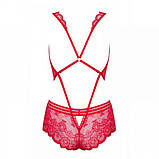 Боди Obsessive 853-TED-3 teddy red S/M, фото 5