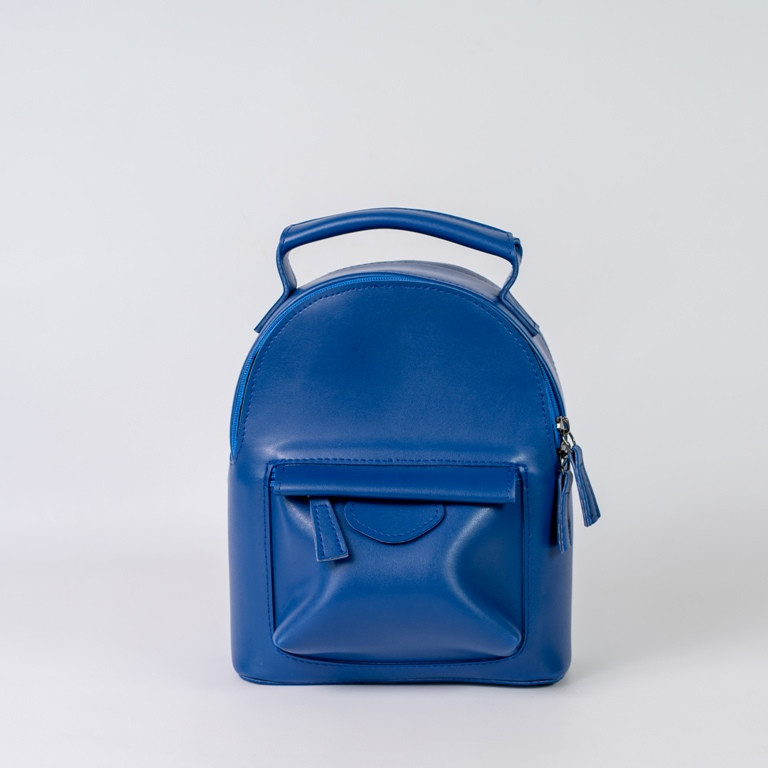 Міні рюкзак синій міський жіночий повсякденний, молодіжний маленький яскравий рюкзак на плече синього кольору