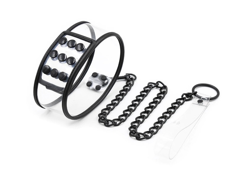 Нашийник із повідцем DS Fetish Collar with leash transparent