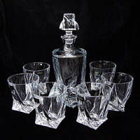 Набір для віскі Bohemia Quadro з 7 предметів (6 склянок 340 мл та 1 графин 700 мл) (99999/99A44/480)