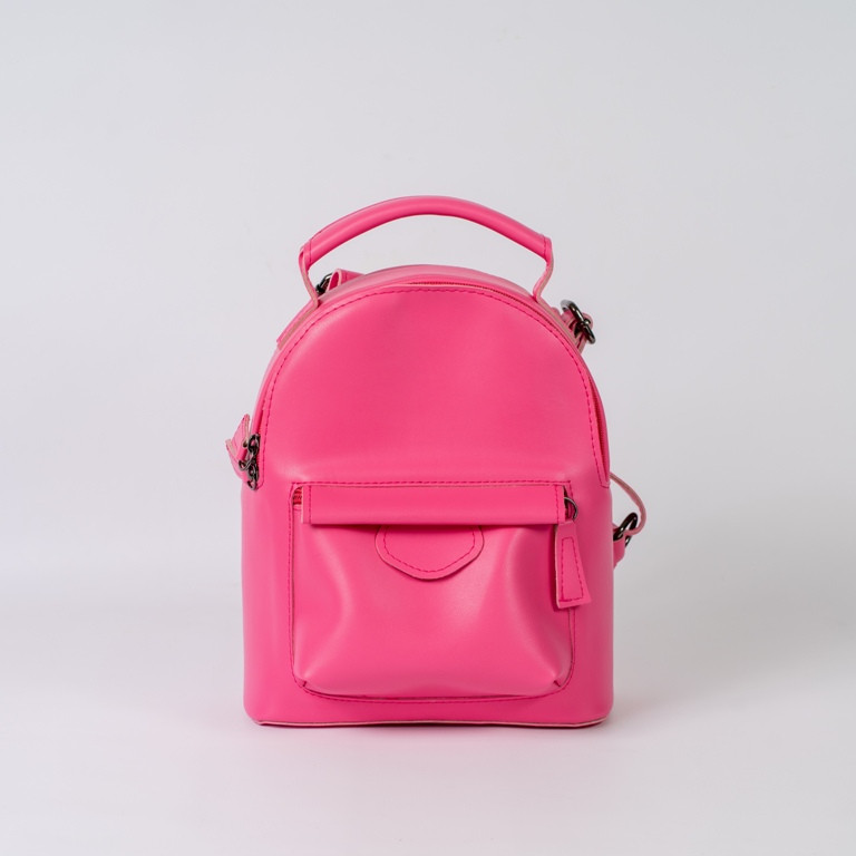 Яркий розовый маленький женский рюкзак Ксения на плечо, Молодежный модный городской мини рюкзак розового цвета - фото 1 - id-p545244218