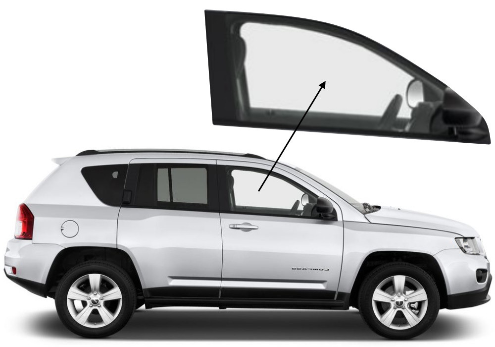 Бічне скло Jeep Compass 2007-2016 передніх дверей праве