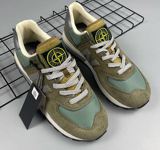 Купить Мужские кроссовки New Balance 574 Stone Island Gray осень серые ...