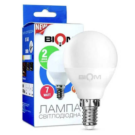 Світлодіодна лампа Biom G45 7W E14 4500K BT-566 1420, фото 2