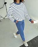 📌 Жіночий костюм демісезонний в смужку, спортивний стиль | Набір Світшот смугастий + штани (брюки) | Норма, фото 4