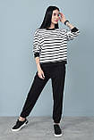📌 Жіночий костюм демісезонний в смужку, спортивний стиль | Набір Світшот смугастий + штани (брюки) | Норма, фото 3