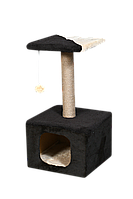 Домик когтеточка для кота дряпка для кошки Мур-Мяу "КотэДж" 34х34х67 см в джутовой веревке Темно-коричневый