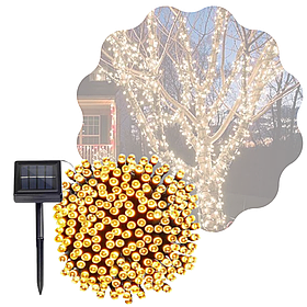 Сонячна гірлянда 12м, 100 LED, 8 режимів, IP65, біле світло, сад, декор