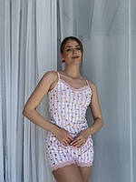Женские пижамы комплекты. Розовая пижама женская комплект: шорты и майка. Красивая одежда для сна M