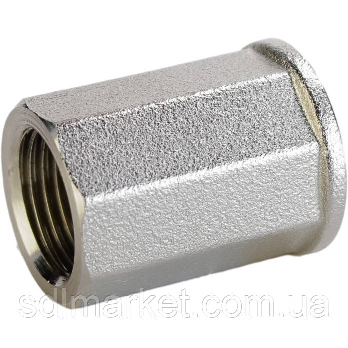 Муфта нікельована 1/2| ВРх1/2"ВР штампована восьмигранна А0351А (нк) VA